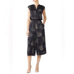 VINCE / Woodblock Floral crop Sleeveless Jumpsuit Coastal XL